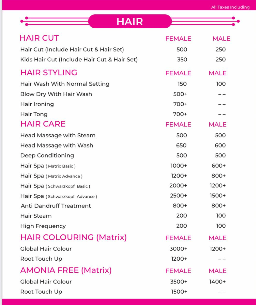 Awesome Salon Hair Service Price