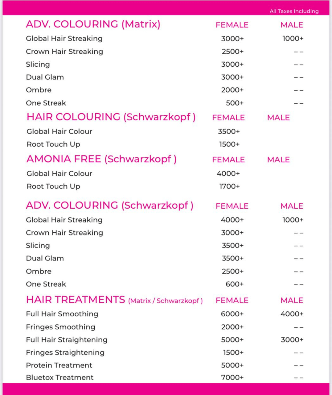 Awesome Salon Hair Service Price