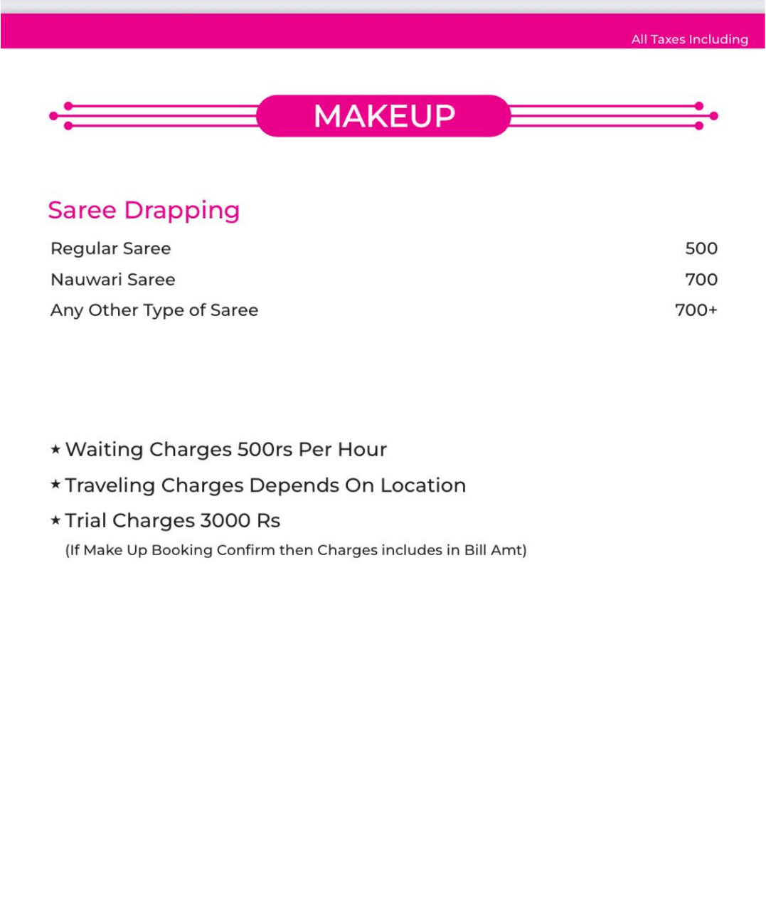 Awesome Salon Makeup Service Price