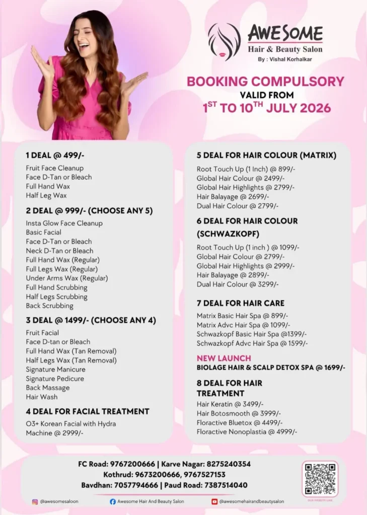 Awesome Hair & Beauty Salon July 2026 Special Offers | Facial, Waxing, Hair Spa & Hair Treatment Deals