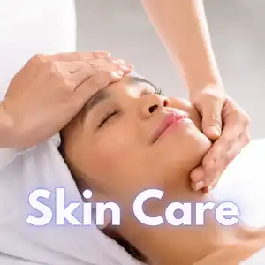 Close-up of a woman receiving professional facial skincare treatment with soothing massage on face, representing a spa facial service for glowing and healthy skin by Awesome Hair & Beauty Salon